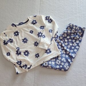 Cuddl Duds Kids Pajama Set - Navy and White Floral